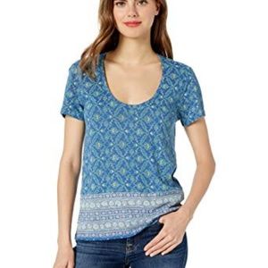 NWT Lucky Brand Floral Print Border Casual Tee